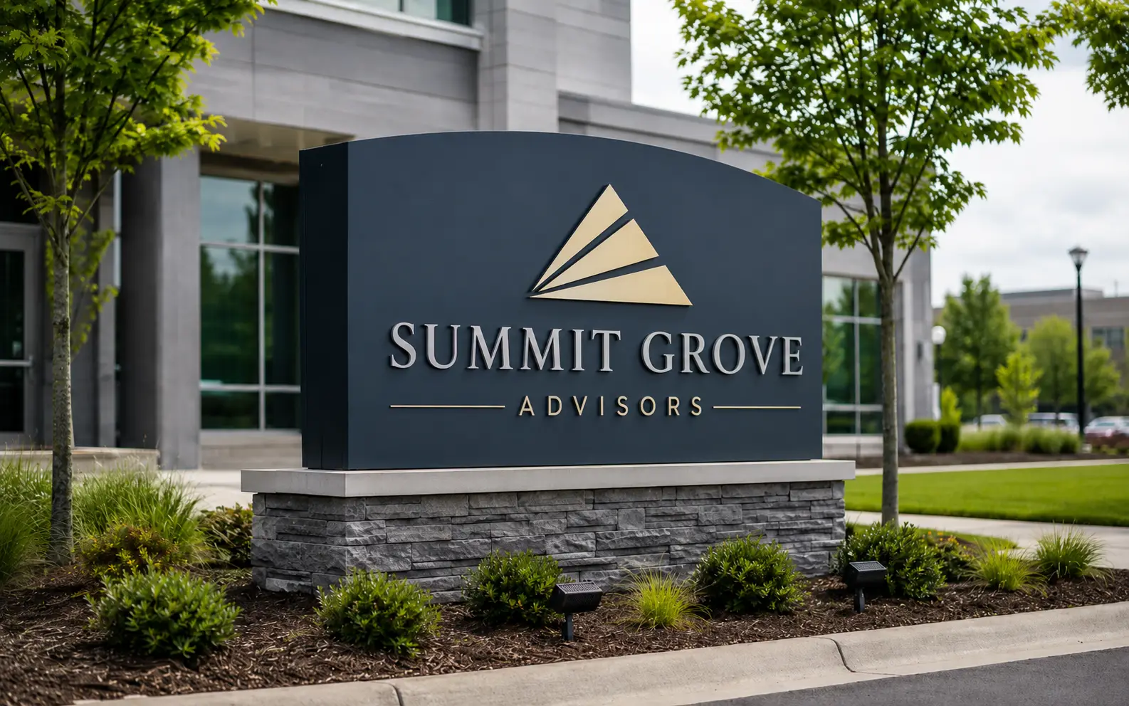 Installed routed monument sign, painted and mounted