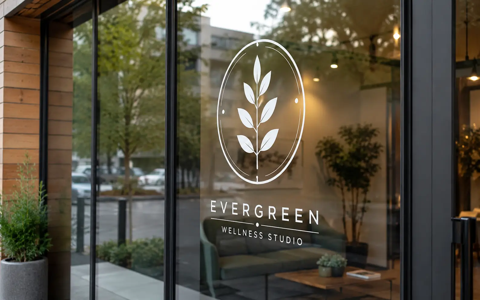 Weeded vinyl decals applied to a storefront window