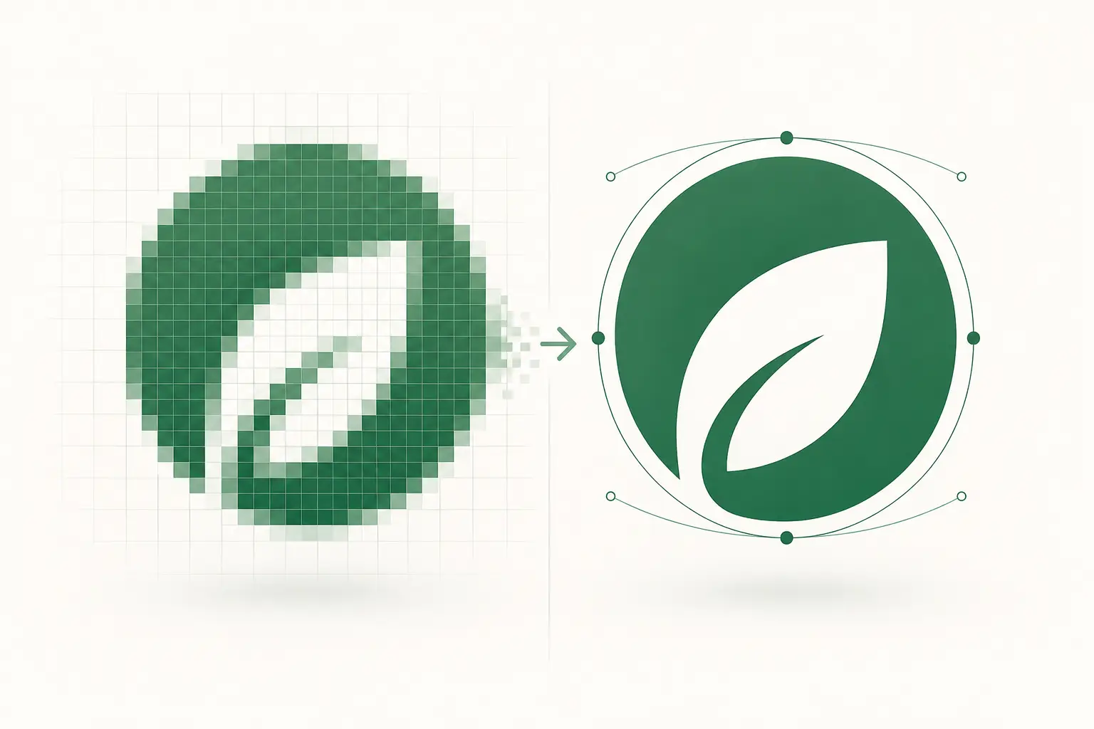 Raster pixel grid beside a crisp vector path at the same scale Raster pixel grid beside a crisp vector path at the same scale