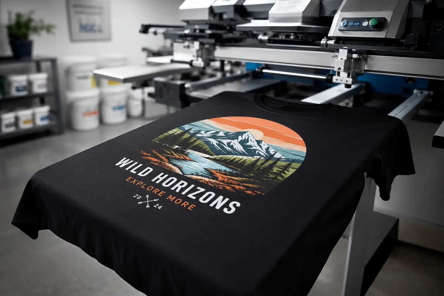 A 4-color tee pulling off an automatic press A 4-color tee pulling off an automatic press